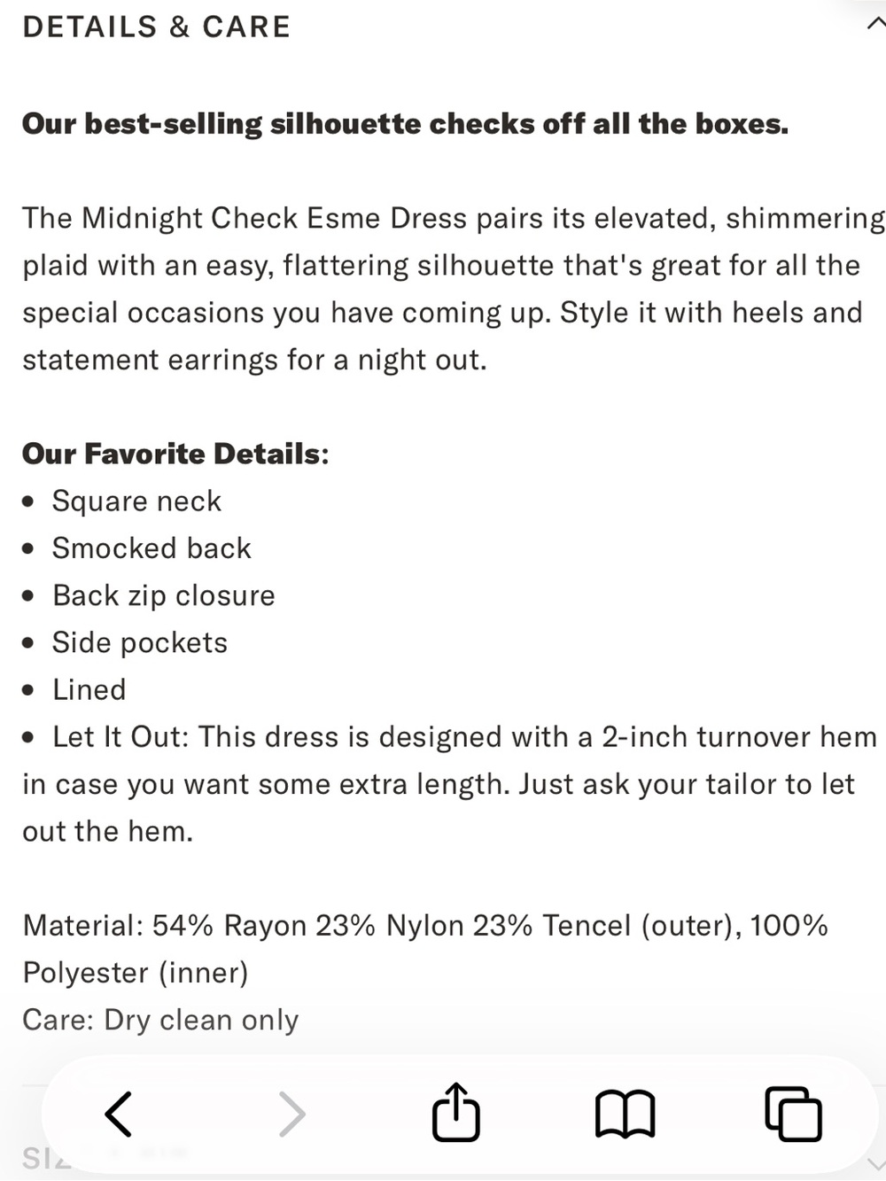 NEW Tuckernuck Esme Dress. Midnight Check. S. NWT - Picture 7 of 9